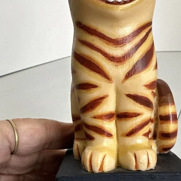 Vintage Cheshire Sphinx Figurine Trinket Box by Tyber Katz 1998 Blue Yellow